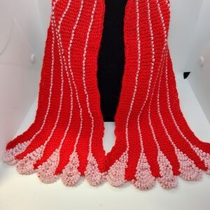 Knit Scarf red with over 1000 Beads Great Holiday Gift to wear for parties